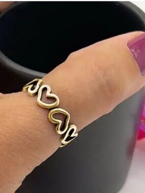 Gold Heart Link Ring - Women Jewelry